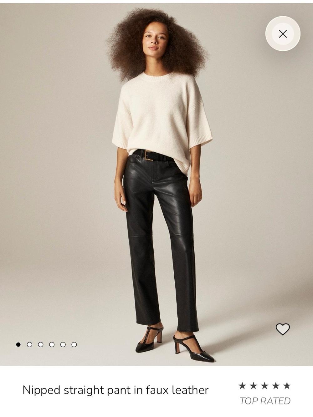 J. Crew Black Straight-Leg Faux Leather Jeans